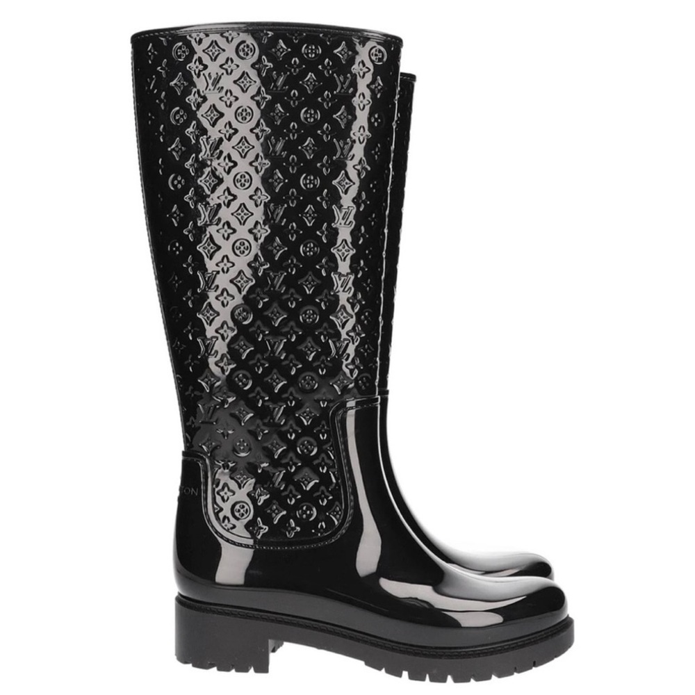 Black Louis Vuitton Tall Monogram Rainboots